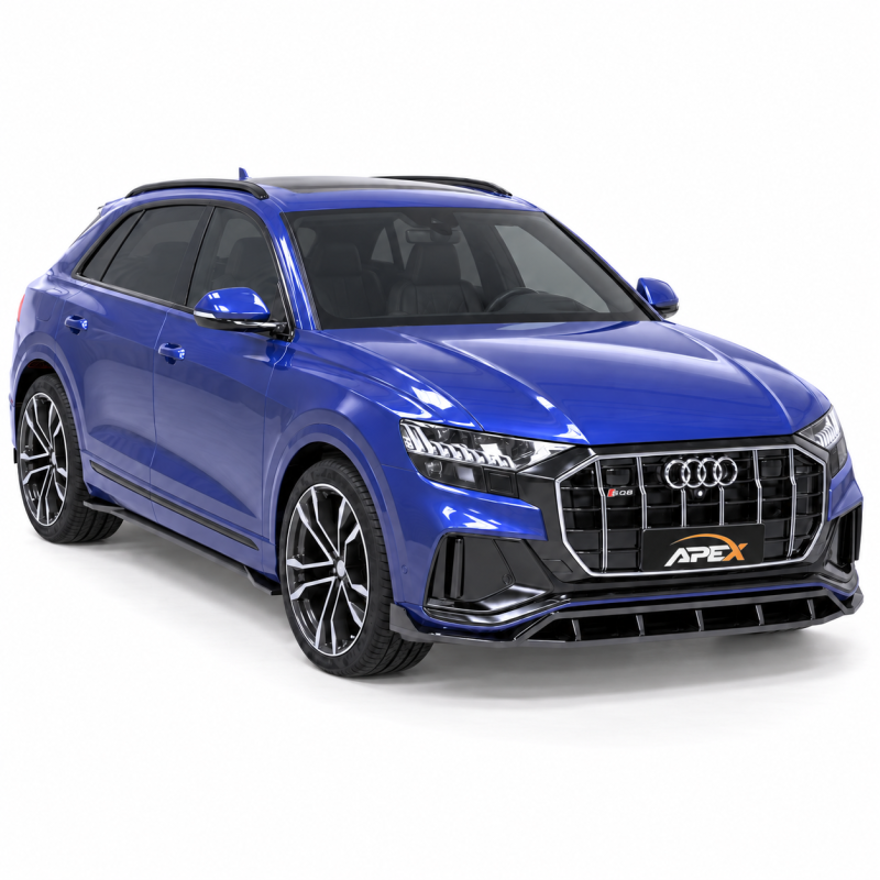 Apex Aero Design front splitter installed on Audi SQ8 Mk1 (2019–2023), front view
