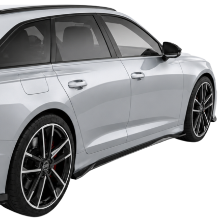 audi a6 s line s6 c8 facelift sedan avant 2018-2025 side skirts gloss black installed apex aero design