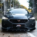 Cupra Leon Mk1 2020-2024 front splitter gloss black installed apex aero design