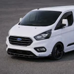 ford transit custom mk1 facelift 2018-2022 front splitter 2 pcs gloss black installed apex aero design