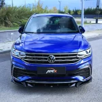 VW Tiguan R R-Line Mk2 Facelift 2020-2024 front splitter gloss black installed apex aero design