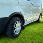 Gloss black wheel arch trims set for the Volkswagen Transporter T6.1 (2019–2021), designed for a clean, protective finish around all four wheel arches with vehicle-specific fitment. Manufactured from automotive-grade ABS plastic for long-lasting durability and a smart, professional van appearance. 10-piece set.